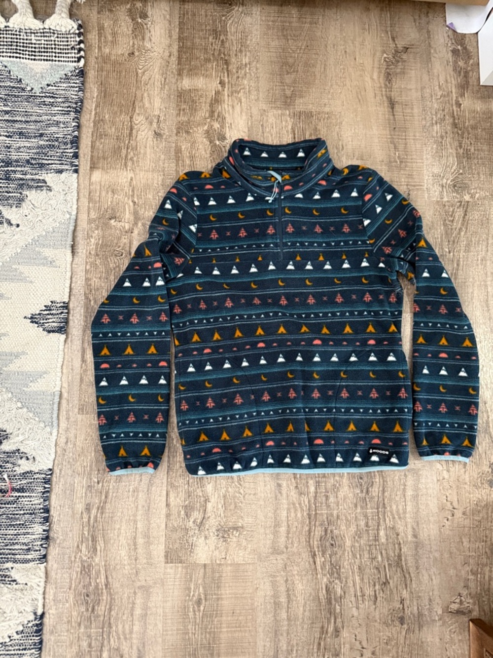Women's Navy Patterned Quarter-Zip Fleece Sweater